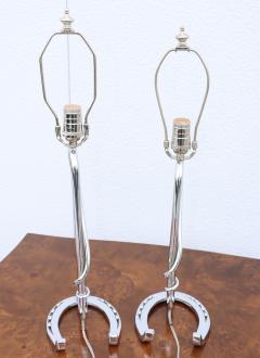 1960s French Horse Shoe Chrome Table Lamps - 3070796