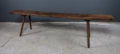 1960s French Solid Oak Primitive 73 Long Bench - 2241892