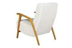 1960s French sculptural oakwood armchair w new boucl  - 3470764