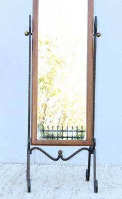 1960s Fruit wood With Scrolled Iron Frame Cheval Mirror - 2232582