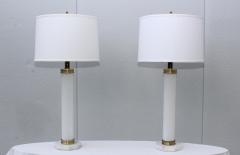 1960s Glass And brass With Marble Base Italian Table Lamps - 1988106