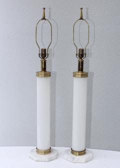 1960s Glass And brass With Marble Base Italian Table Lamps - 1988112