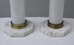 1960s Glass And brass With Marble Base Italian Table Lamps - 1988113