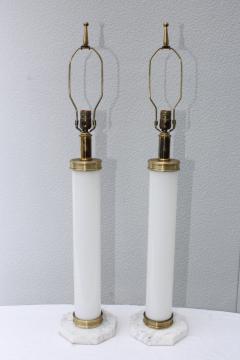 1960s Glass And brass With Marble Base Italian Table Lamps - 1988114