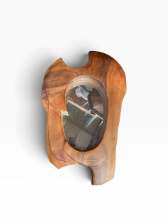 1960s Hand made carved wood sculptural wall mirror - 4798846