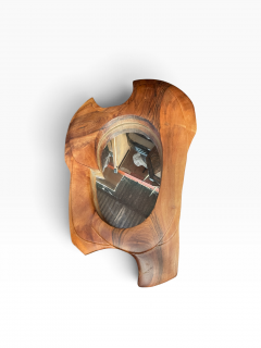 1960s Hand made carved wood sculptural wall mirror - 4798847