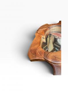 1960s Hand made carved wood sculptural wall mirror - 4798853