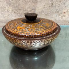 1960s Handmade Folk Art Decorative Trinket Lidded Bowl - 3456661