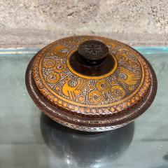 1960s Handmade Folk Art Decorative Trinket Lidded Bowl - 3456663