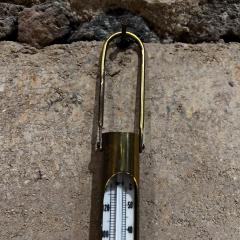 1960s Hanging Brass Temperature Thermometer Gauge - 3158983