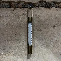 1960s Hanging Brass Temperature Thermometer Gauge - 3158984