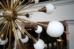 1960s Italian Brass Sputnik Chandelier with White Balls - 224750