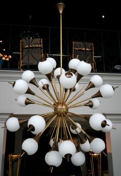 1960s Italian Brass Sputnik Chandelier with White Balls - 224751