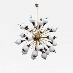 1960s Italian Brass Sputnik Chandelier with White Balls - 226314