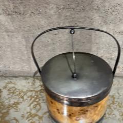 1960s Italian Burlwood Silver Chrome Ice Bucket Italy - 3557838