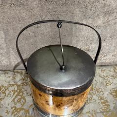 1960s Italian Burlwood Silver Chrome Ice Bucket Italy - 3557839