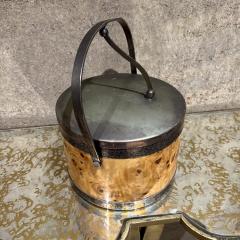 1960s Italian Burlwood Silver Chrome Ice Bucket Italy - 3557846
