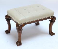 1960s Italian Carved Wood Tufted Leather Bench - 283327