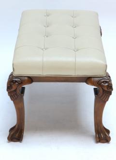 1960s Italian Carved Wood Tufted Leather Bench - 283331