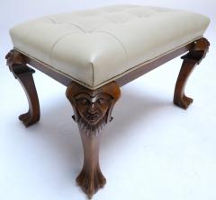 1960s Italian Carved Wood Tufted Leather Bench - 283333