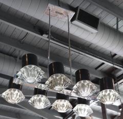 1960s Italian Chrome Metal and Starburst Glass Chandelier - 266087