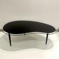 1960s Italian Mid Century Modern Design Bean Shape Black Crystal Coffee Table - 4445730