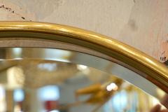 1960s Italian Minimalist Brass Floating Mirror with Round Arched Top Frame - 2209547