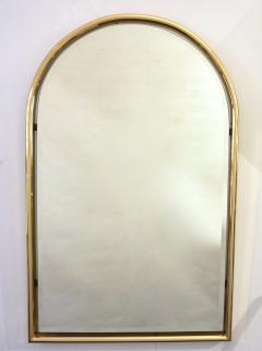 1960s Italian Minimalist Brass Full Floating Mirror with Round Arched Top Frame - 3509775