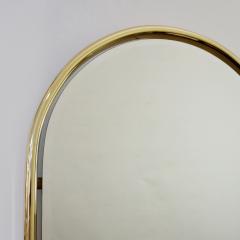 1960s Italian Minimalist Brass Full Floating Mirror with Round Arched Top Frame - 3509777