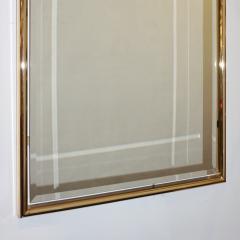 1960s Italian Minimalist Brass Full Floating Mirror with Round Arched Top Frame - 3509781