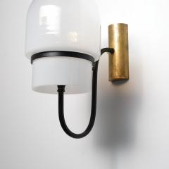 1960s Italian Modern Wall Sconces in Black Enamelled Brass Brass and Glass - 4488080
