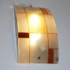 1960s Italian Orange Ivory Murano Glass Mondrian Design Flushmounts or Sconces - 997887