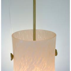1960s Italian Pair of Pink Rose White Murano Glass Flared Pendants Lamps - 417621