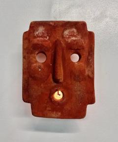 1960s Italian Terracotta Mask Candle Sconce - 3651098