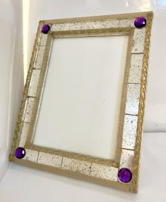 1960s Italian Vintage Mirror Gold Twisted Murano Glass Silvered Photo Frame - 3291227