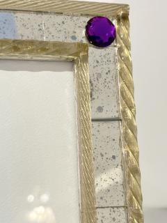 1960s Italian Vintage Mirror Gold Twisted Murano Glass Silvered Photo Frame - 3291228