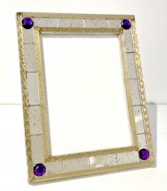 1960s Italian Vintage Mirror Gold Twisted Murano Glass Silvered Photo Frame - 3291229