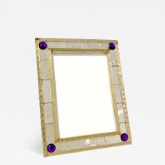 1960s Italian Vintage Mirror Gold Twisted Murano Glass Silvered Photo Frame - 3293462