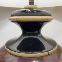 1960s Italian Vintage Pair of Veneered Walnut Black Cream Lacquer Table Lamps - 2986739