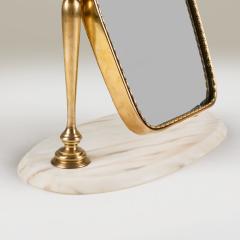 1960s Italian adjustable brass dressing table mirror with cream marble base - 4744371