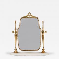 1960s Italian adjustable brass dressing table mirror with cream marble base - 4745929