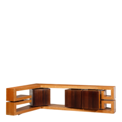1960s Italian modernist corner cabinet in oak rosewood - 4511287