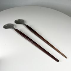 1960s Japanese Midcentury Modern Stainless Salad Serving Set Utensils - 2995167