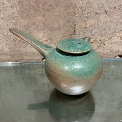 1960s Japanese Old Art Pottery Modern Green Tea Pot - 3422210