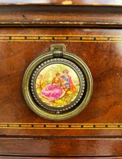 1960s Ladys Writing Desk Secretaire Tambour Doors Marquetry Banded Drawers - 3521993