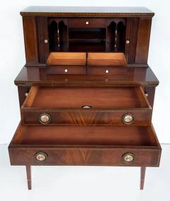 1960s Ladys Writing Desk Secretaire Tambour Doors Marquetry Banded Drawers - 3522101