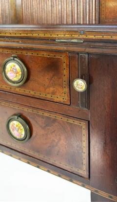 1960s Ladys Writing Desk Secretaire Tambour Doors Marquetry Banded Drawers - 3522141