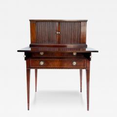 1960s Ladys Writing Desk Secretaire Tambour Doors Marquetry Banded Drawers - 3527672