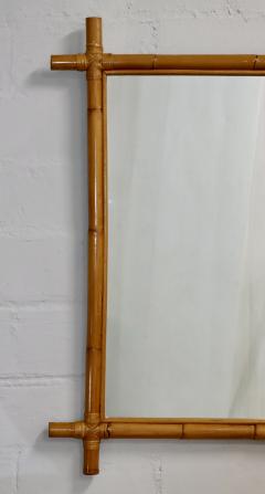 1960s Mid Century Modern Bamboo And Rattan Large Wall Mirror - 3395106