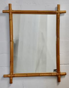 1960s Mid Century Modern Bamboo And Rattan Large Wall Mirror - 3395111